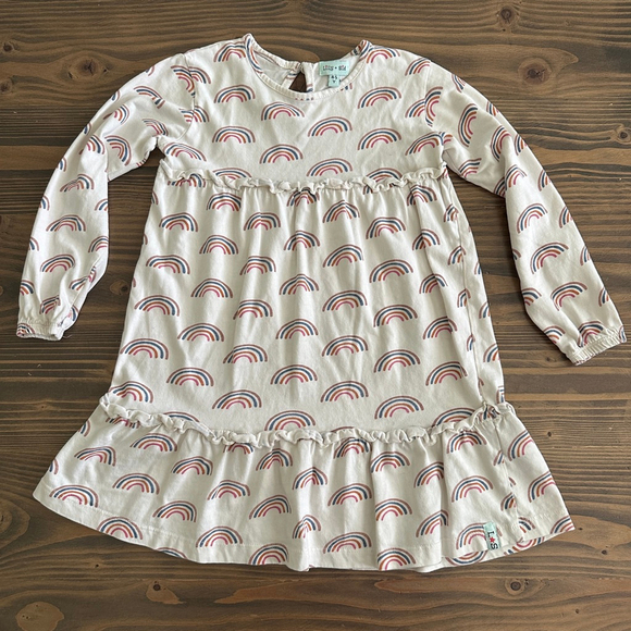 Lilly + Sid Other - Kids Lilly + Sid Rainbow Dress White Tan Size 4-5 Years Colorful Playwear